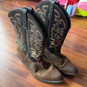 Masterson Boot Co Mens RB114 Western Cowboy Boots Brown Leather Suede Size 8.5EW